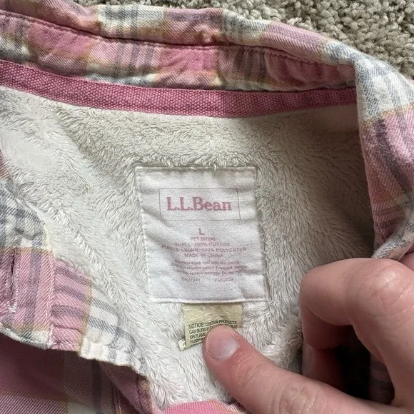 LL Bean Shirt Jacket Womens XL Pink Plaid Sherpa Lined Soft Outdoors - Picture 3 of 10